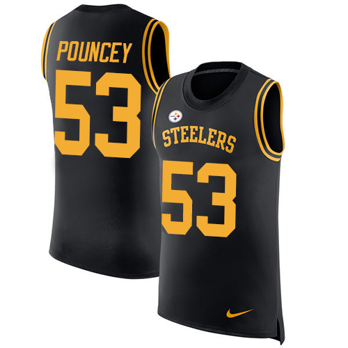 Nike Steelers #53 Maurkice Pouncey Black Team Color Men's Stitched NFL Limited Rush Tank Top Jersey - Click Image to Close